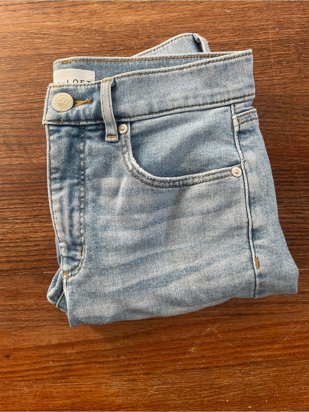 LOFT Light Blue Denim Jeans with Contrast Stitching - Picture 9 of 9